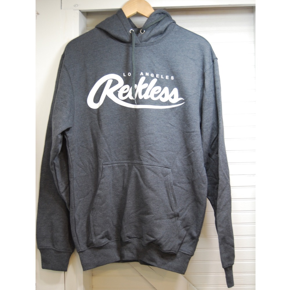 Young & Reckless Grey Logo Graphic Hoodie Sweatshirt Men's Medium NWOT